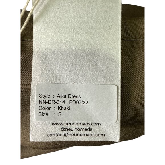 Neu Nomads Alka Dress Khaki Vegan Tencel Modal Long Sleeve Tiered Midi Small NWT - Picture 5 of 7